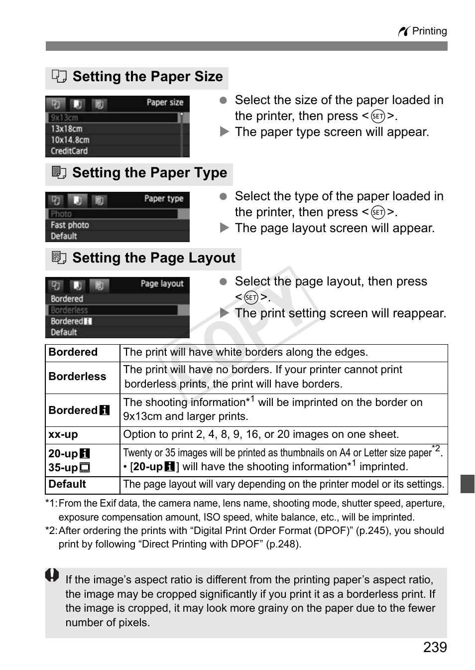 Cop y | Canon EOS Rebel T3i 18-55mm IS II Lens Kit User Manual | Page 239 / 324