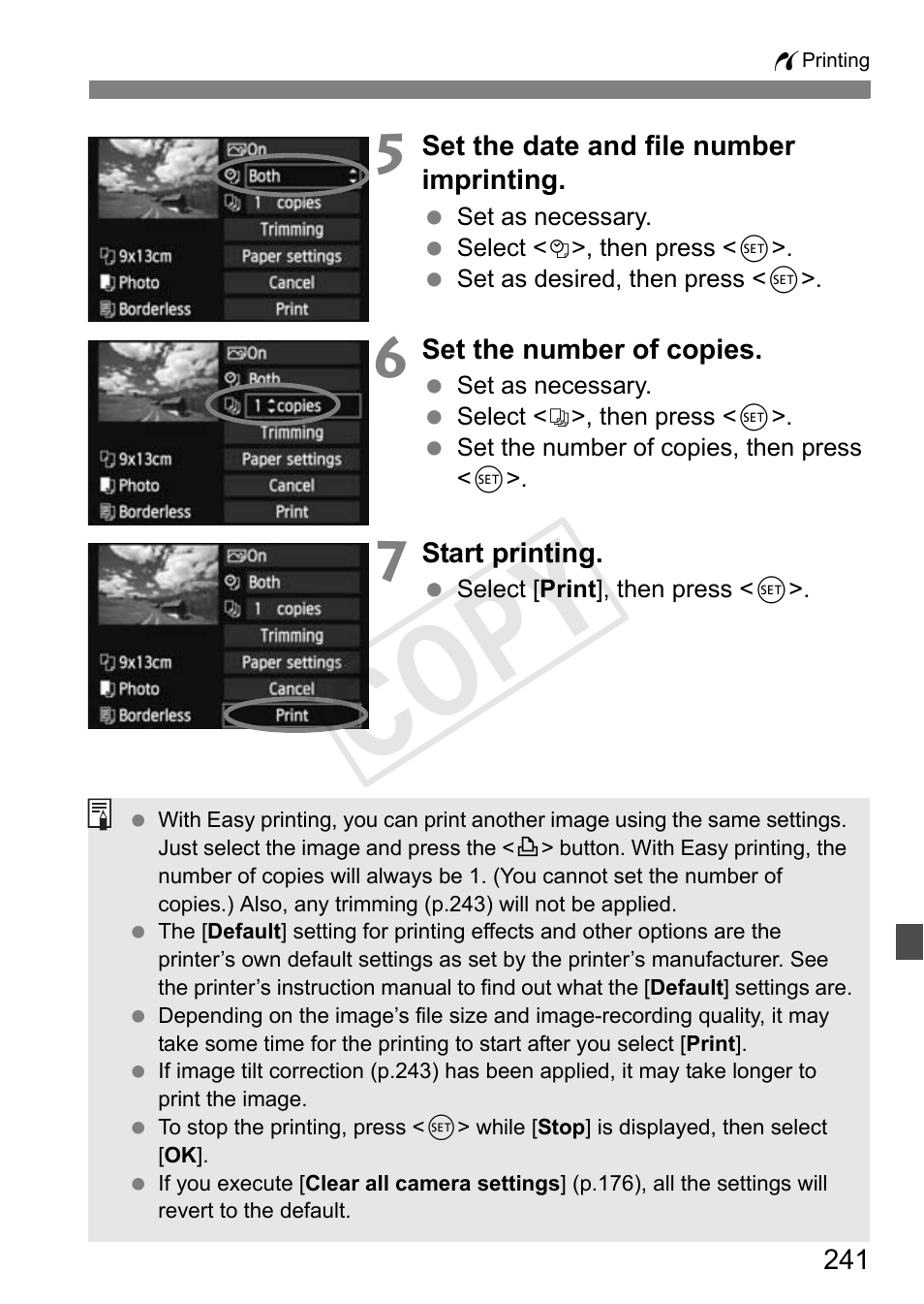 Cop y | Canon EOS Rebel T3i 18-55mm IS II Lens Kit User Manual | Page 241 / 324