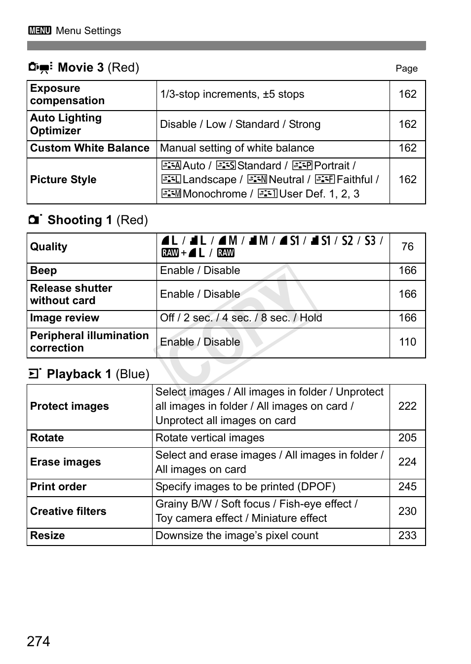 Cop y | Canon EOS Rebel T3i 18-55mm IS II Lens Kit User Manual | Page 274 / 324