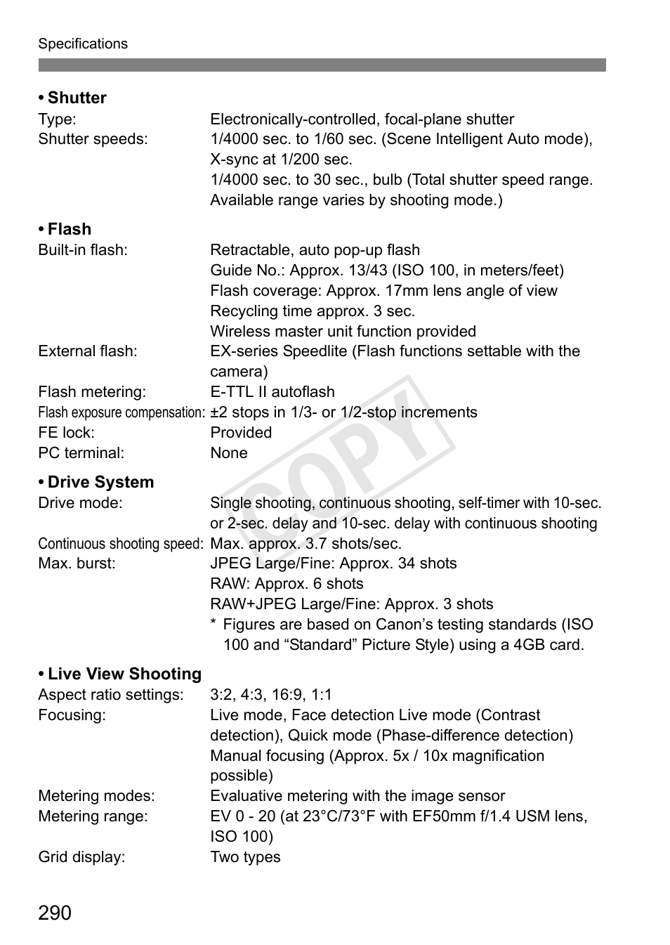 Cop y | Canon EOS Rebel T3i 18-55mm IS II Lens Kit User Manual | Page 290 / 324
