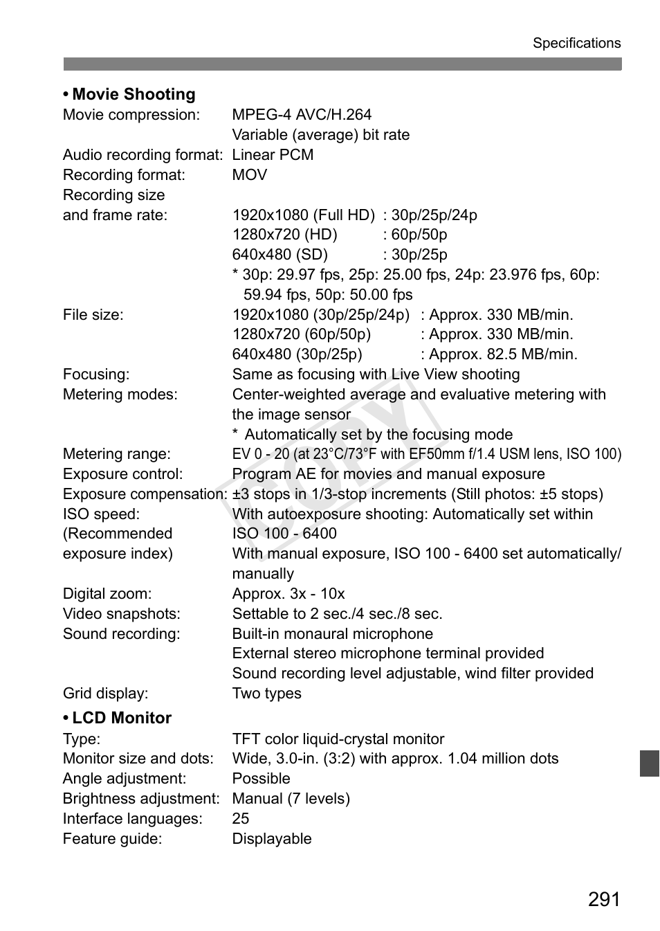 Cop y | Canon EOS Rebel T3i 18-55mm IS II Lens Kit User Manual | Page 291 / 324
