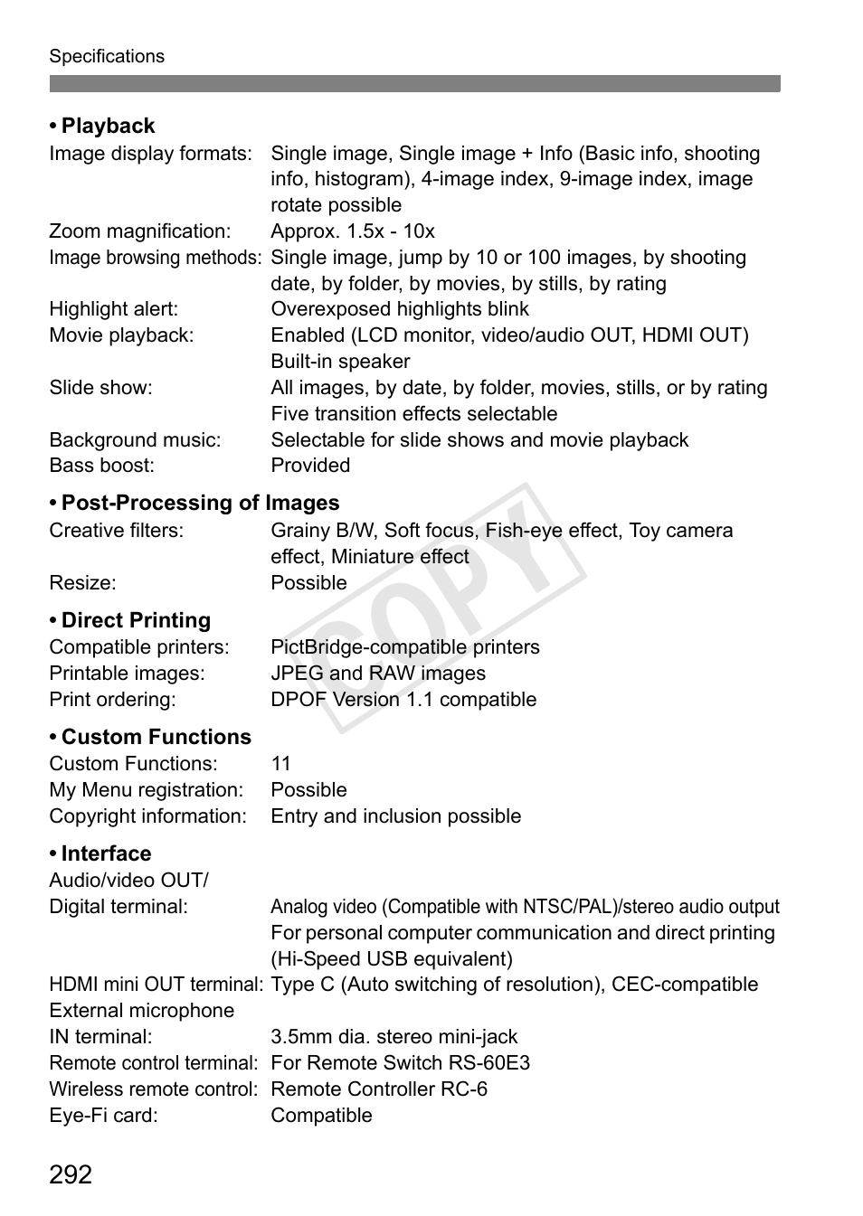 Cop y | Canon EOS Rebel T3i 18-55mm IS II Lens Kit User Manual | Page 292 / 324