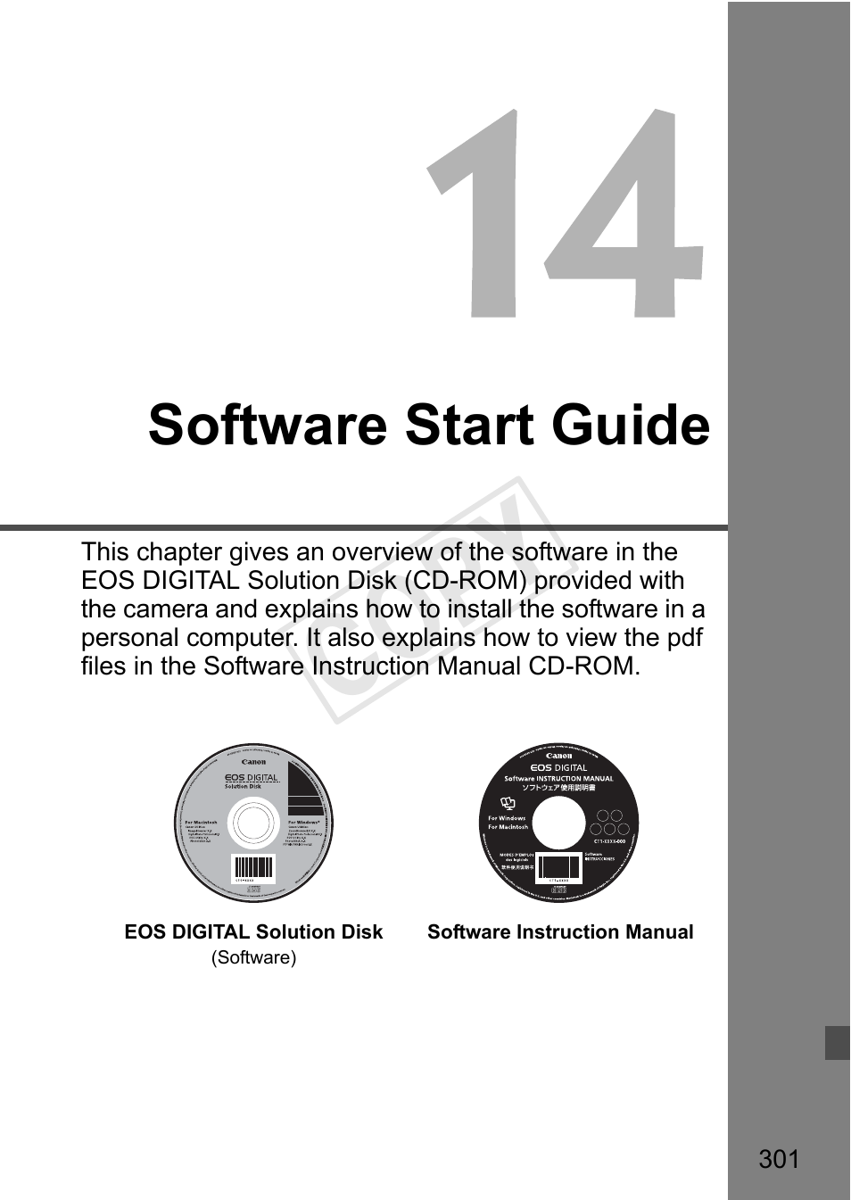 Cop y, Software start guide | Canon EOS Rebel T3i 18-55mm IS II Lens Kit User Manual | Page 301 / 324