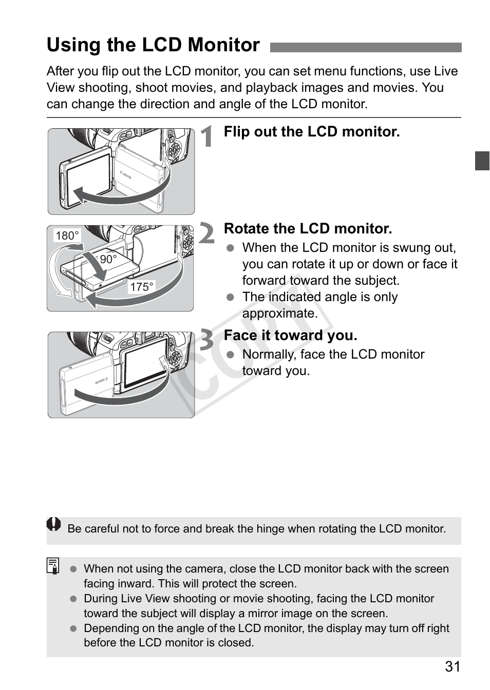 Cop y | Canon EOS Rebel T3i 18-55mm IS II Lens Kit User Manual | Page 31 / 324