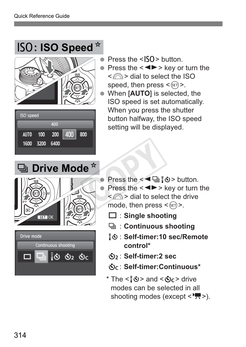 Cop y, Z : iso speed n, Drive mode n | Canon EOS Rebel T3i 18-55mm IS II Lens Kit User Manual | Page 314 / 324