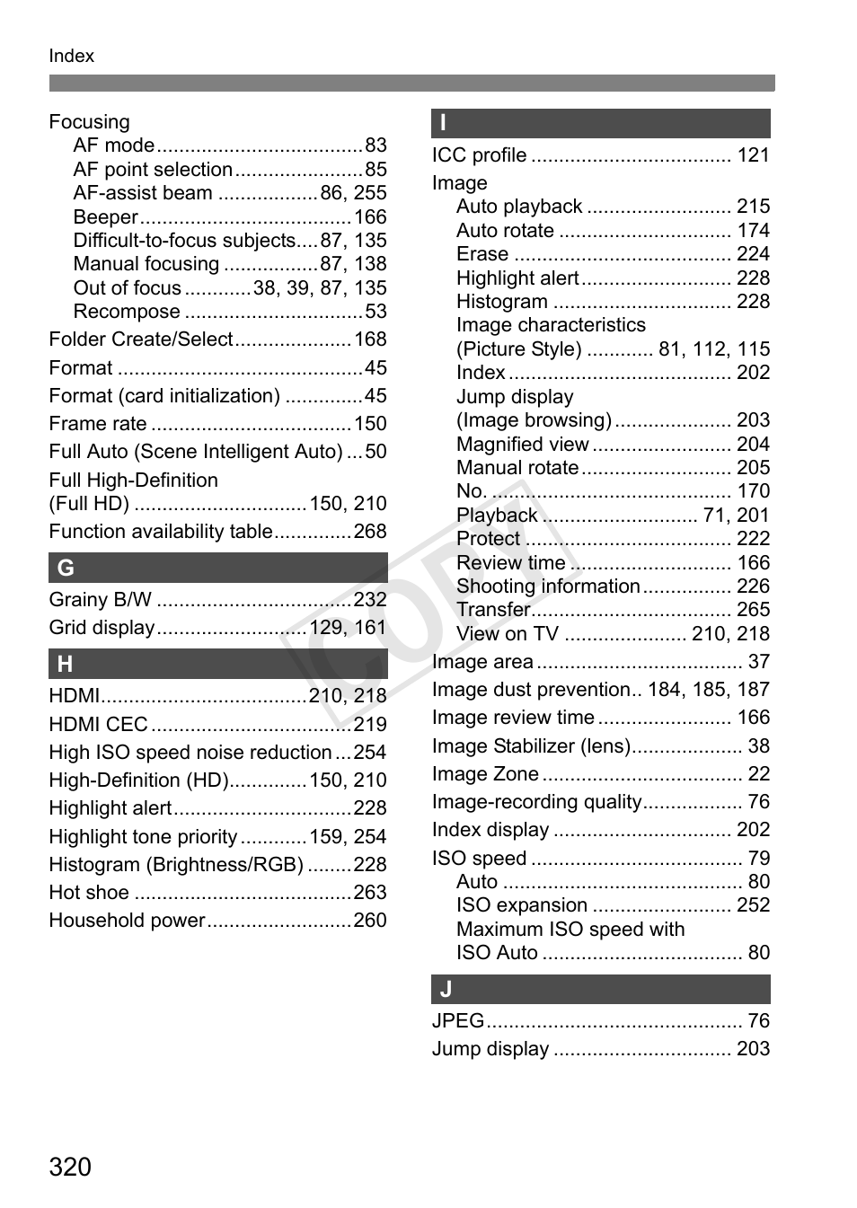 Cop y | Canon EOS Rebel T3i 18-55mm IS II Lens Kit User Manual | Page 320 / 324