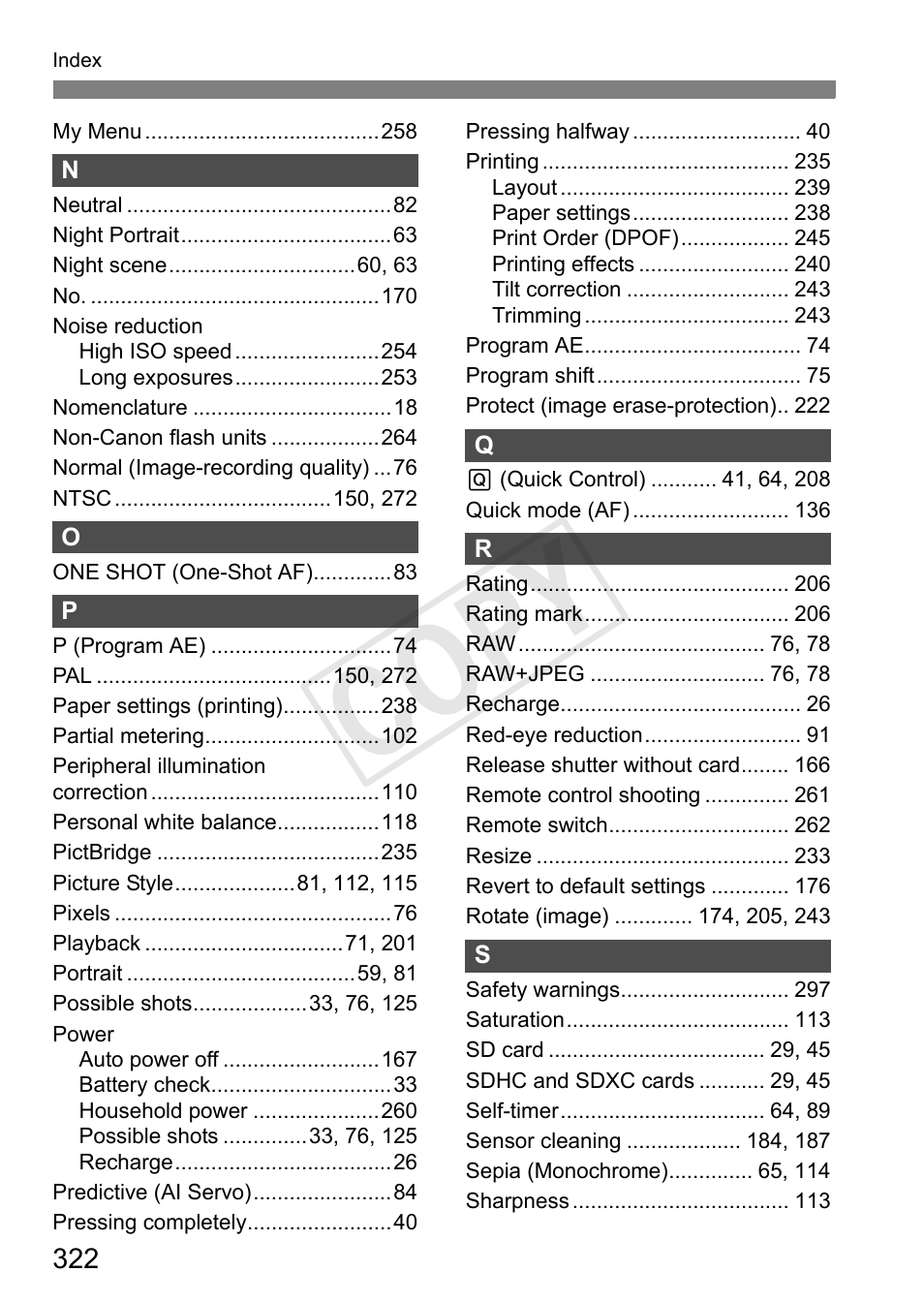 Cop y | Canon EOS Rebel T3i 18-55mm IS II Lens Kit User Manual | Page 322 / 324