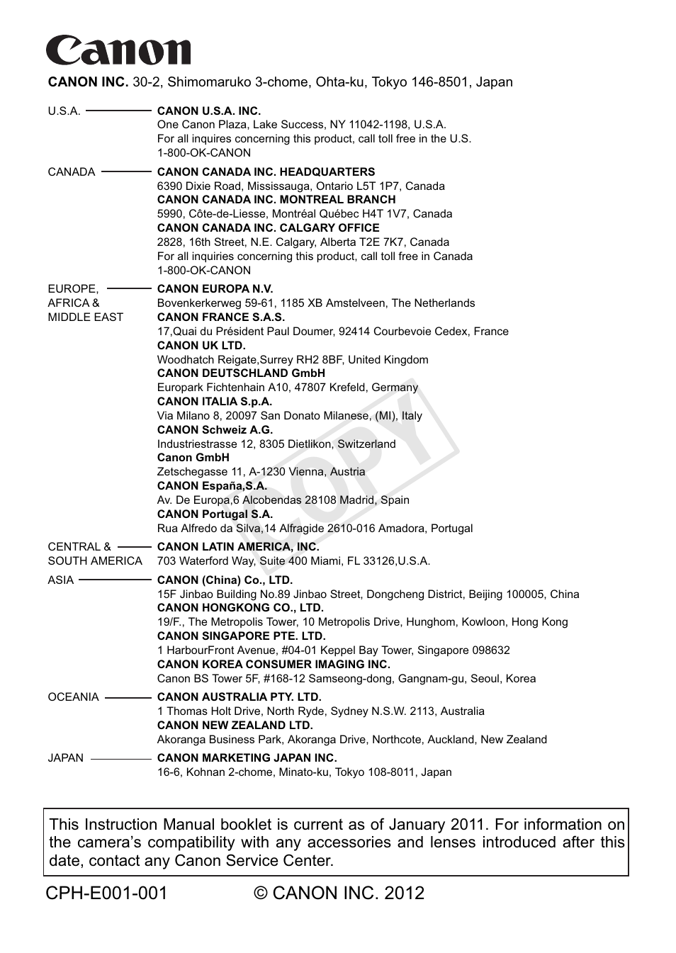 Cop y | Canon EOS Rebel T3i 18-55mm IS II Lens Kit User Manual | Page 324 / 324
