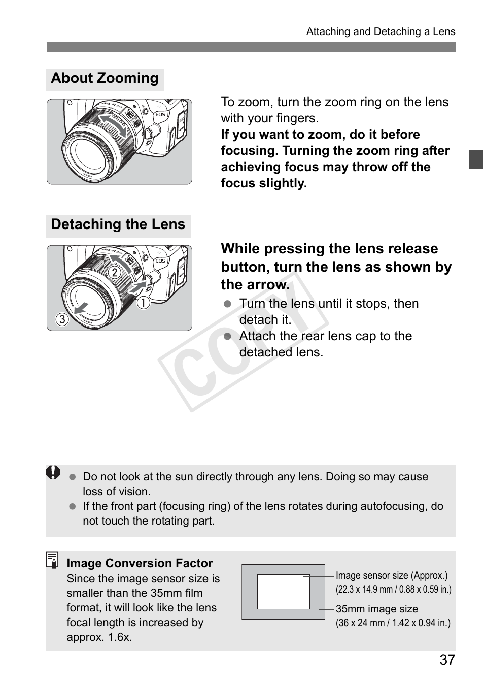 Cop y | Canon EOS Rebel T3i 18-55mm IS II Lens Kit User Manual | Page 37 / 324