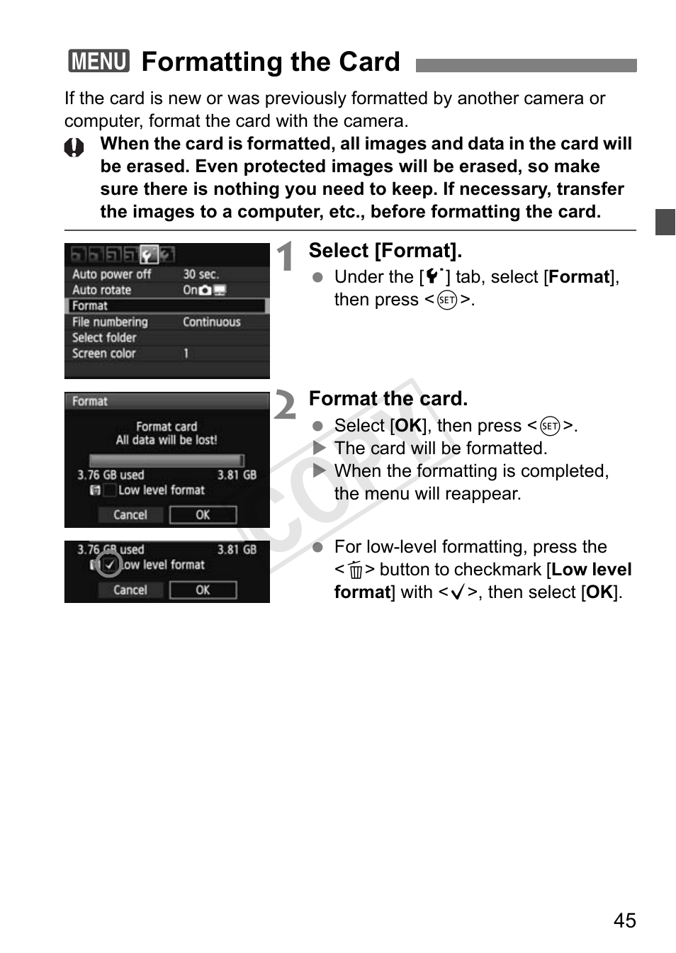 Cop y | Canon EOS Rebel T3i 18-55mm IS II Lens Kit User Manual | Page 45 / 324