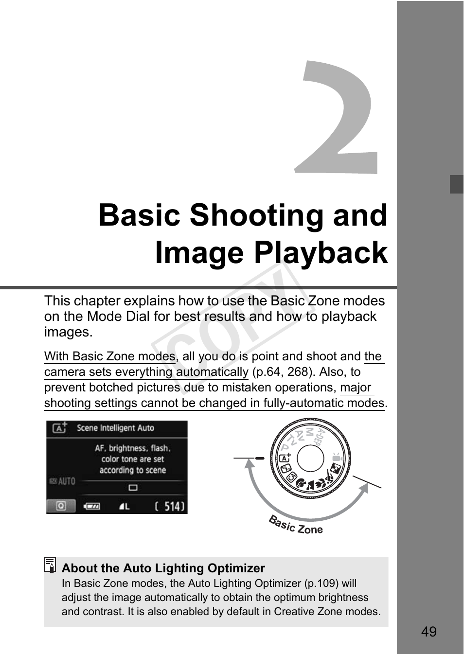 Cop y, Basic shooting and image playback | Canon EOS Rebel T3i 18-55mm IS II Lens Kit User Manual | Page 49 / 324