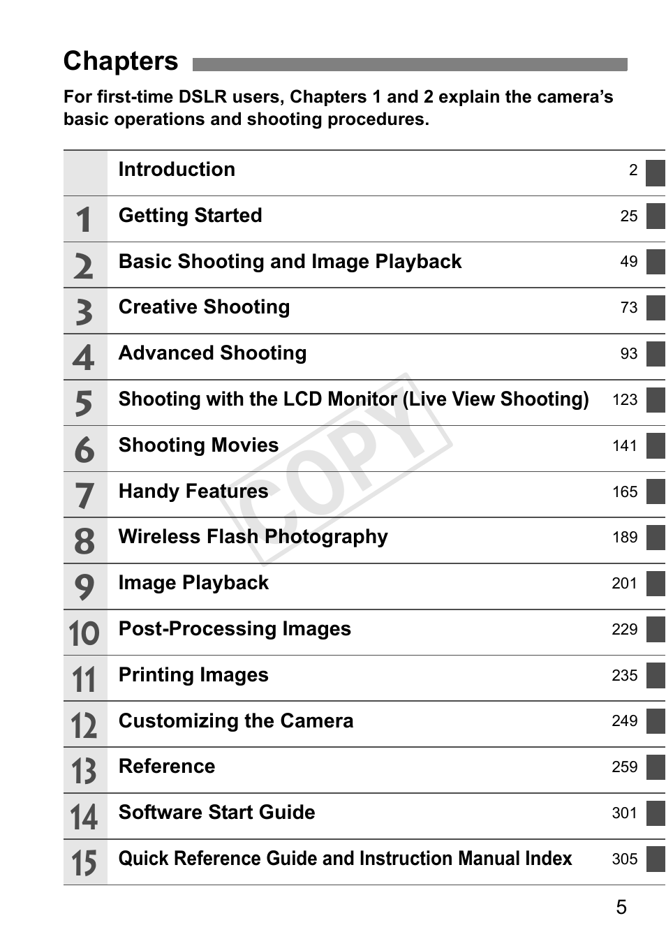 Cop y | Canon EOS Rebel T3i 18-55mm IS II Lens Kit User Manual | Page 5 / 324