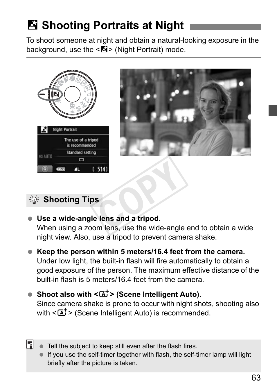 Cop y, 6 shooting portraits at night | Canon EOS Rebel T3i 18-55mm IS II Lens Kit User Manual | Page 63 / 324