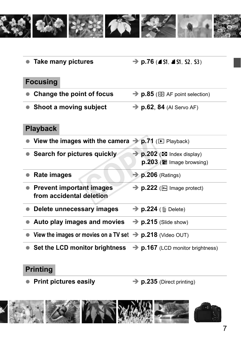 Cop y | Canon EOS Rebel T3i 18-55mm IS II Lens Kit User Manual | Page 7 / 324