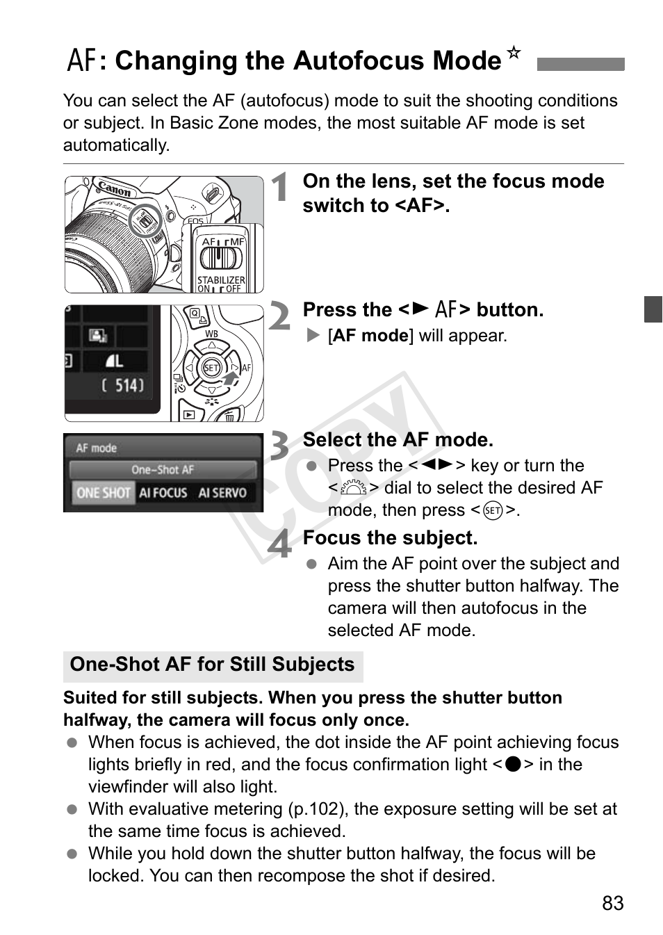 Cop y | Canon EOS Rebel T3i 18-55mm IS II Lens Kit User Manual | Page 83 / 324