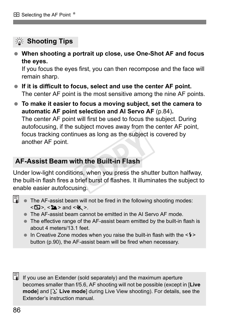 Cop y | Canon EOS Rebel T3i 18-55mm IS II Lens Kit User Manual | Page 86 / 324