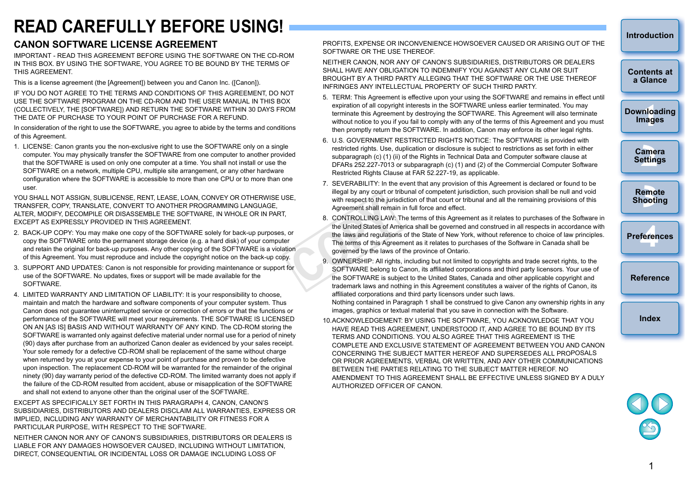 Read carefully before using, Cop y | Canon EOS Rebel T3i 18-55mm IS II Lens Kit User Manual | Page 2 / 102