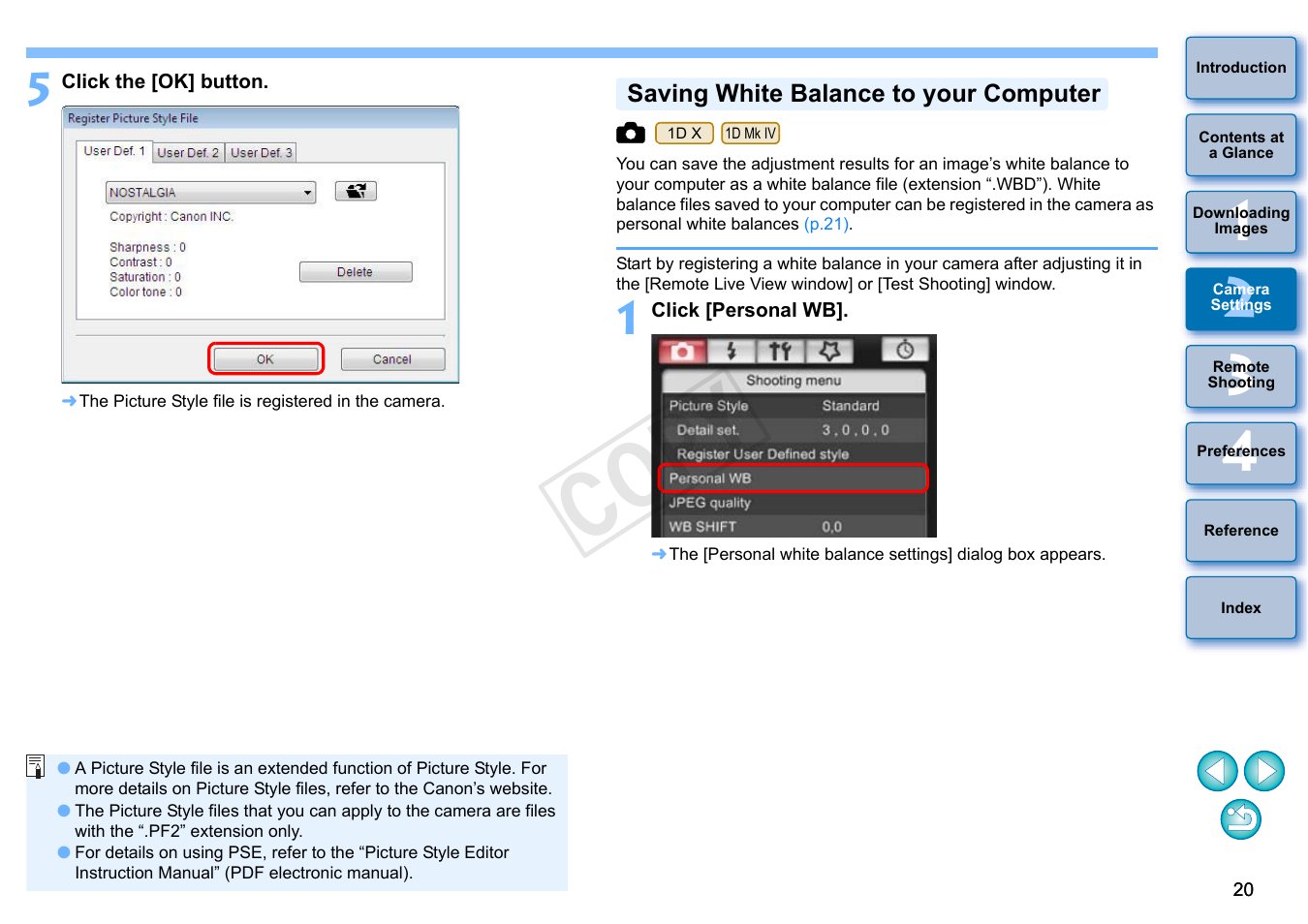 Saving white balance to your computer, Cop y | Canon EOS Rebel T3i 18-55mm IS II Lens Kit User Manual | Page 21 / 102