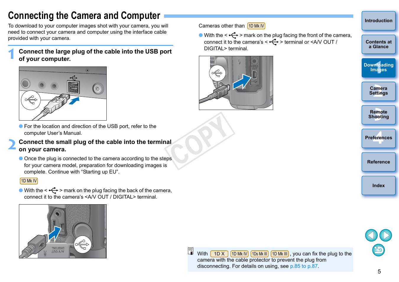 Connecting the camera and computer, Cop y | Canon EOS Rebel T3i 18-55mm IS II Lens Kit User Manual | Page 6 / 102