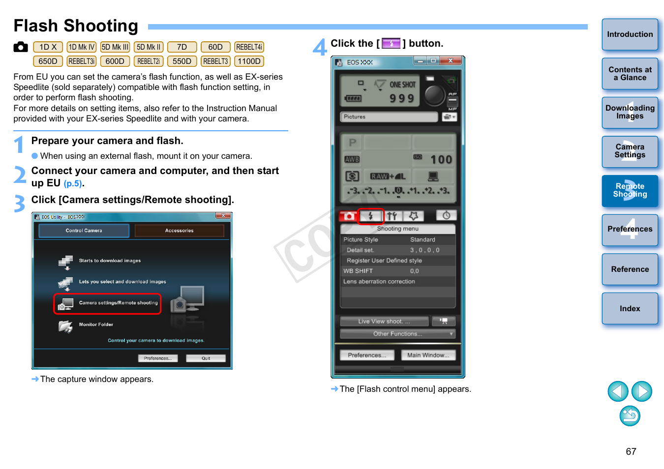 Flash shooting, P.67, Cop y | Canon EOS Rebel T3i 18-55mm IS II Lens Kit User Manual | Page 68 / 102