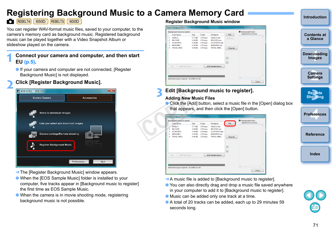 P.71, Cop y | Canon EOS Rebel T3i 18-55mm IS II Lens Kit User Manual | Page 72 / 102