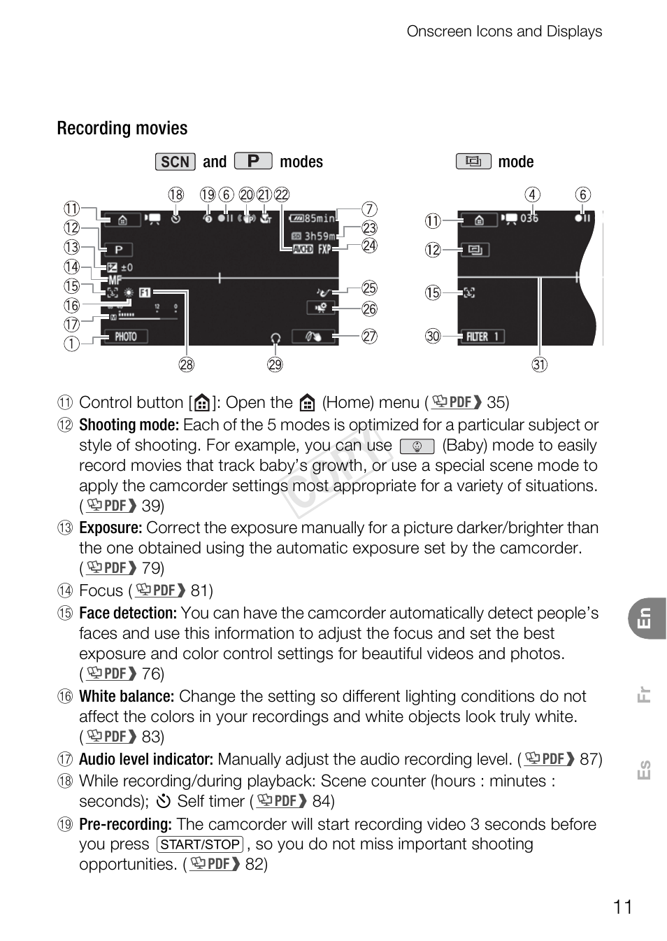 Cop y | Canon VIXIA HF R400 User Manual | Page 11 / 37