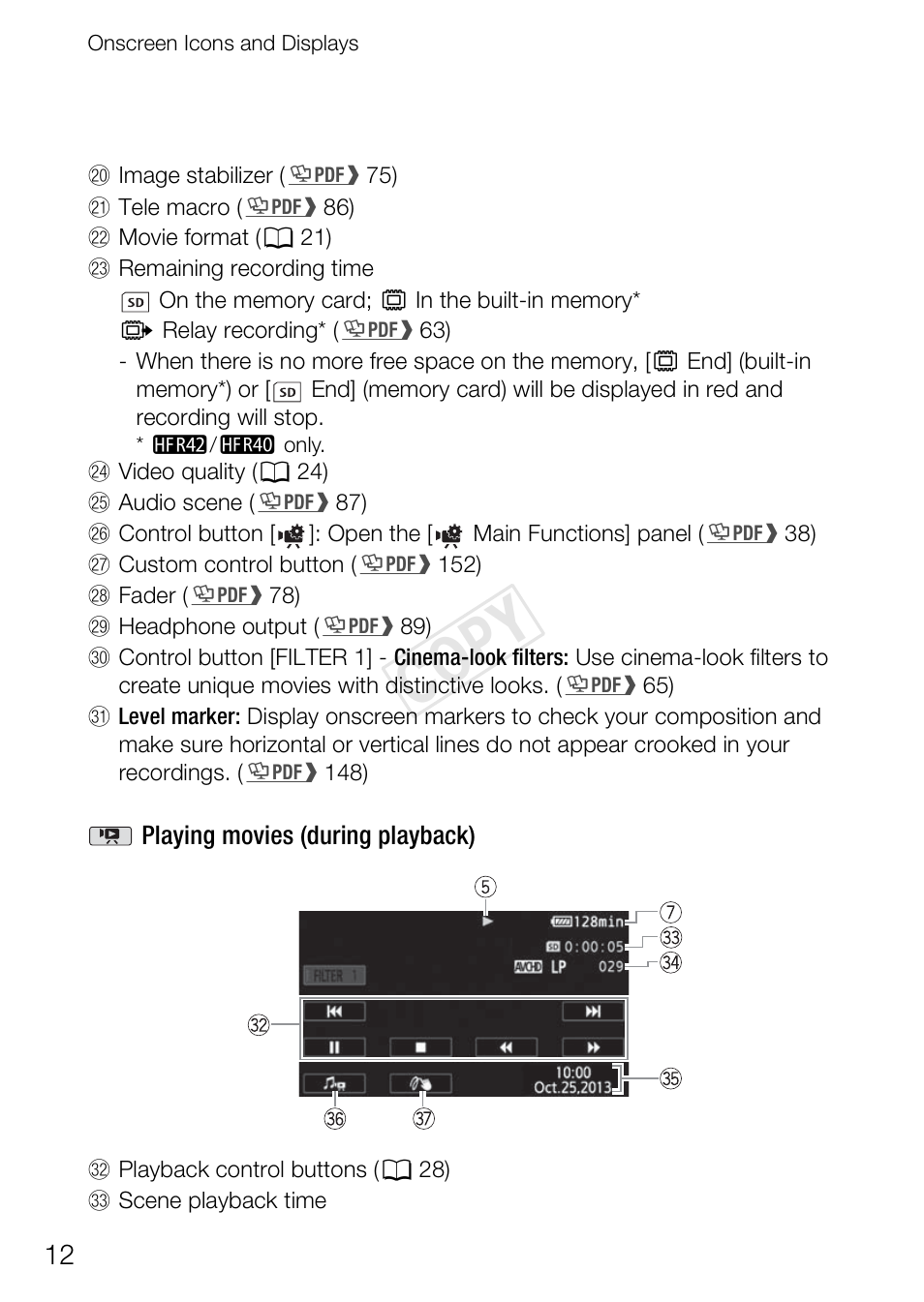 Cop y | Canon VIXIA HF R400 User Manual | Page 12 / 37