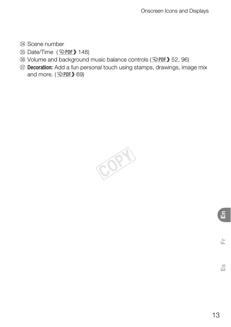 Cop y | Canon VIXIA HF R400 User Manual | Page 13 / 37