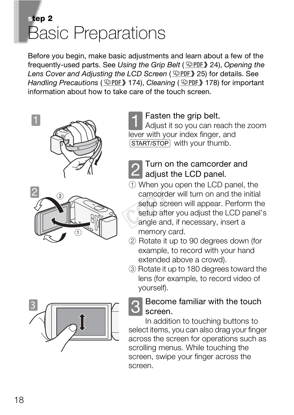 Basic preparations, Cop y | Canon VIXIA HF R400 User Manual | Page 18 / 37