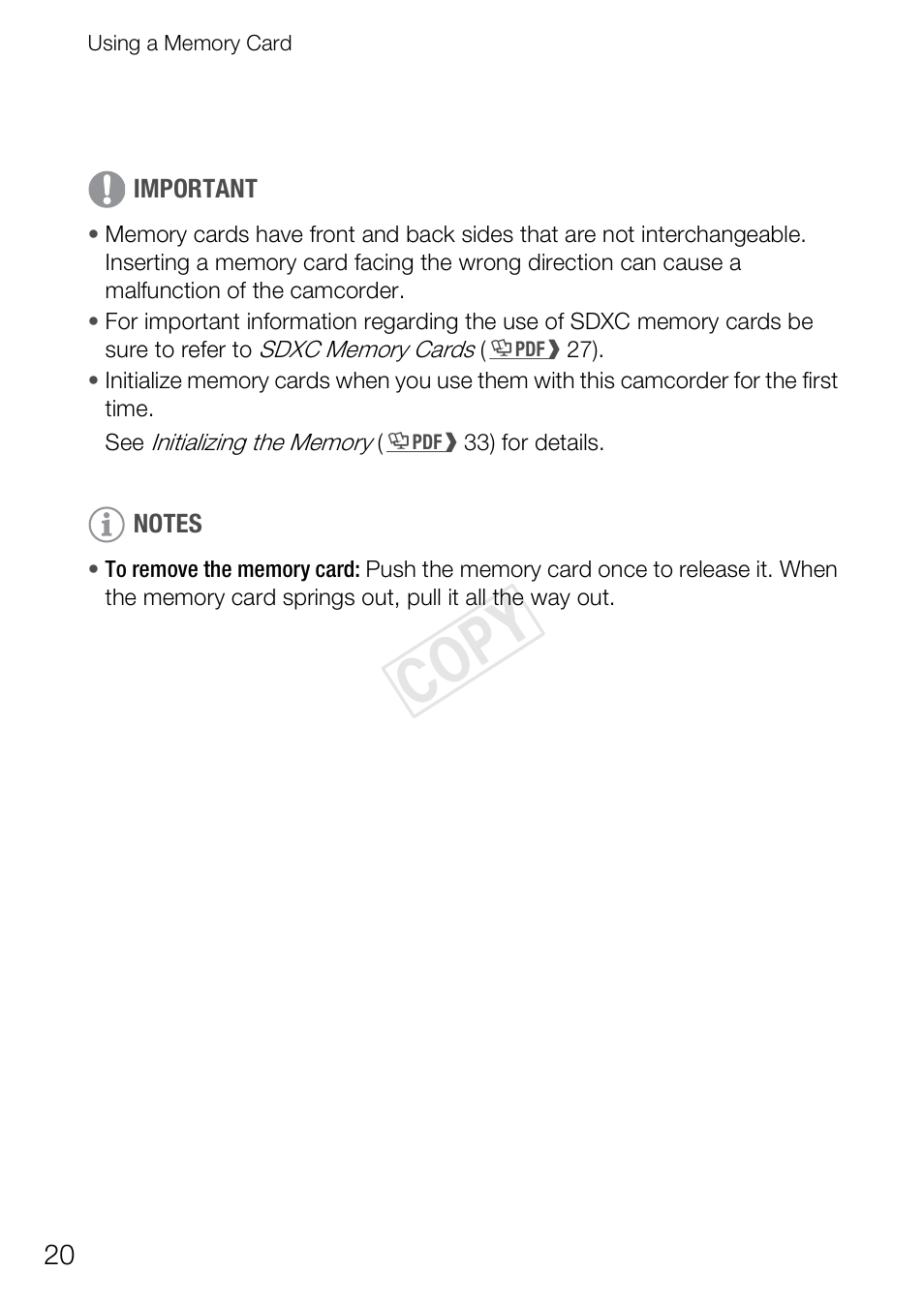 Cop y | Canon VIXIA HF R400 User Manual | Page 20 / 37