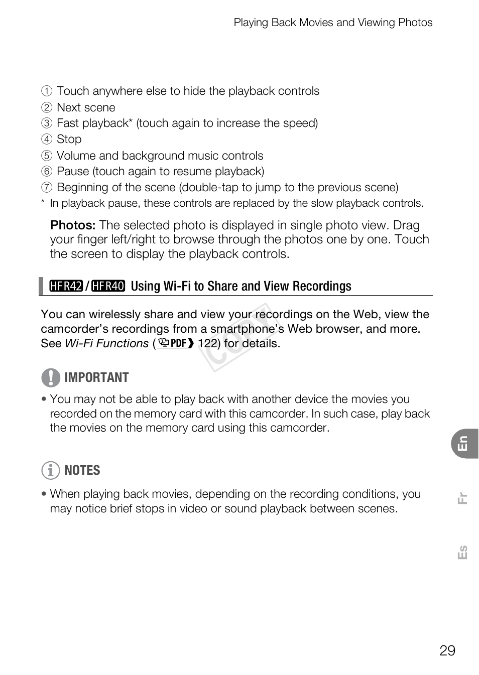 Cop y | Canon VIXIA HF R400 User Manual | Page 29 / 37