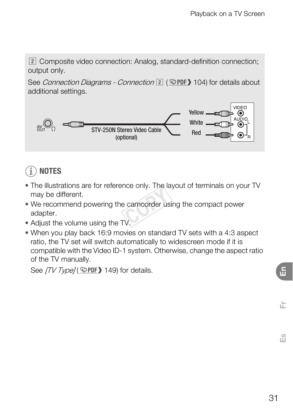 Cop y | Canon VIXIA HF R400 User Manual | Page 31 / 37