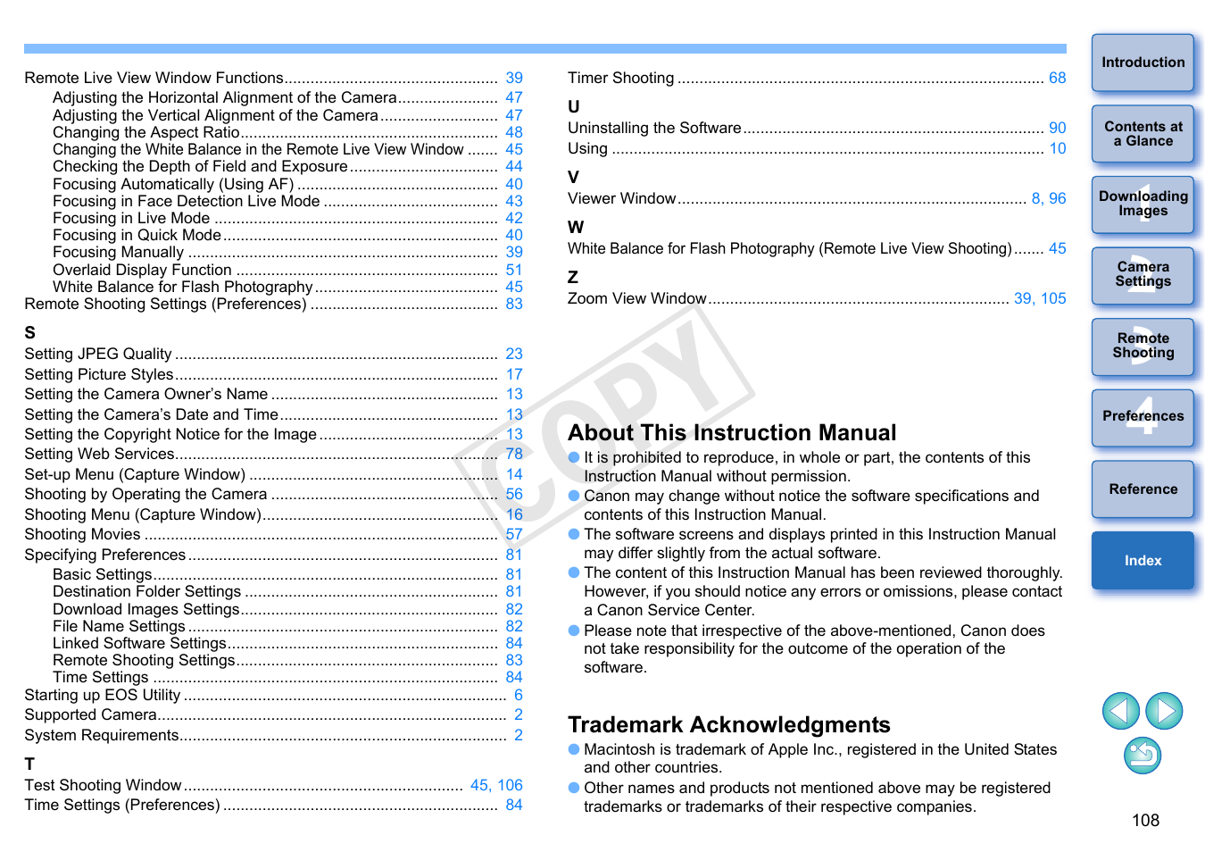 About this instruction manual, Trademark acknowledgments, C op y | Canon EOS Rebel T5i 18-55mm IS STM Lens Kit User Manual | Page 109 / 109