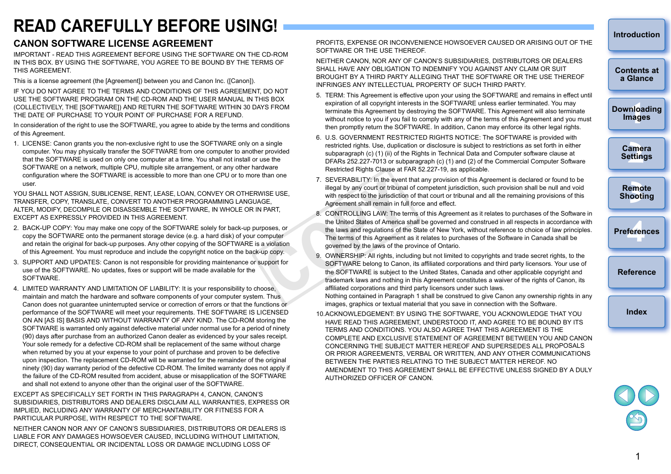 Read carefully before using, Cop y | Canon EOS Rebel T5i 18-55mm IS STM Lens Kit User Manual | Page 2 / 109