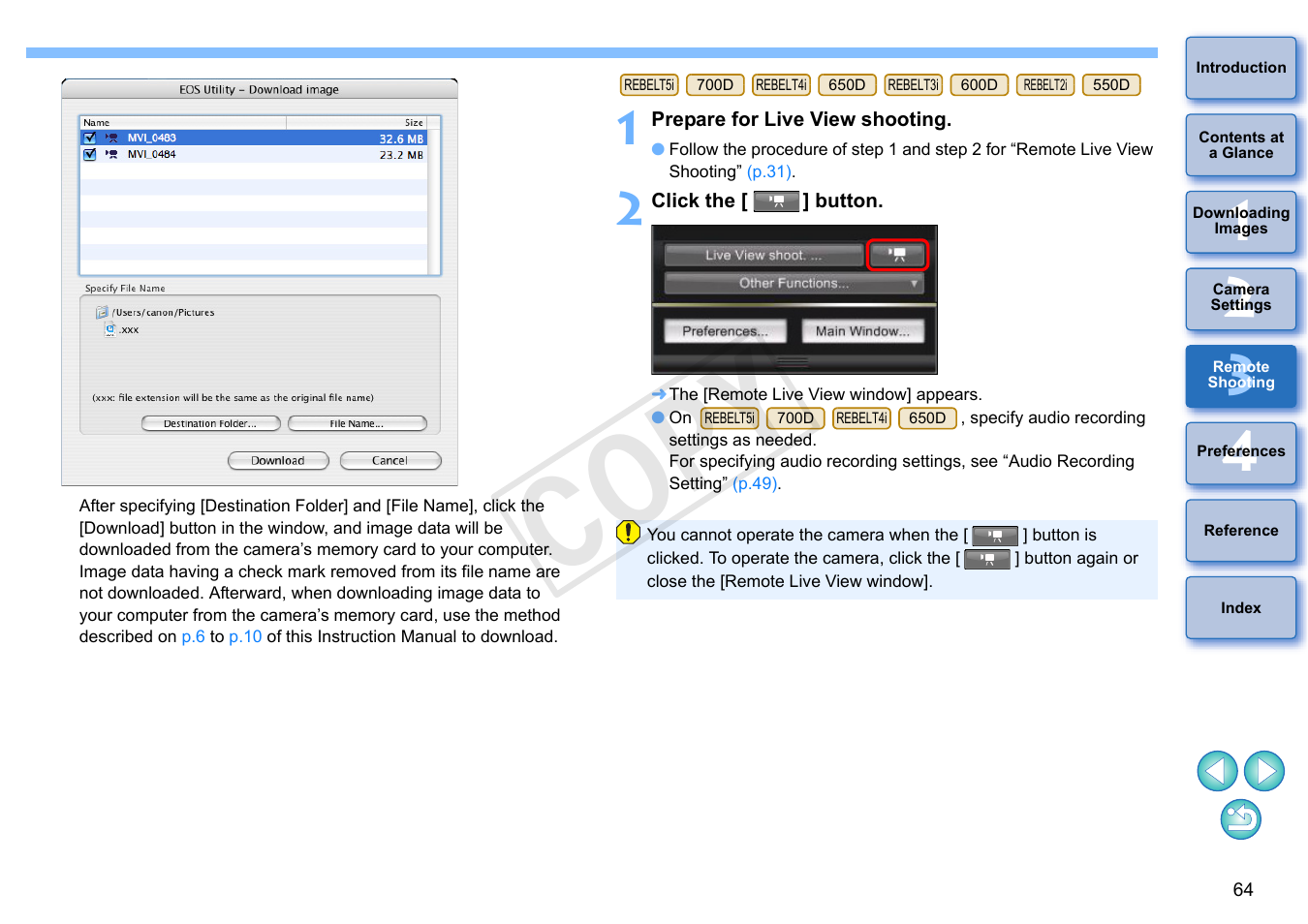 Cop y | Canon EOS Rebel T5i 18-55mm IS STM Lens Kit User Manual | Page 65 / 109