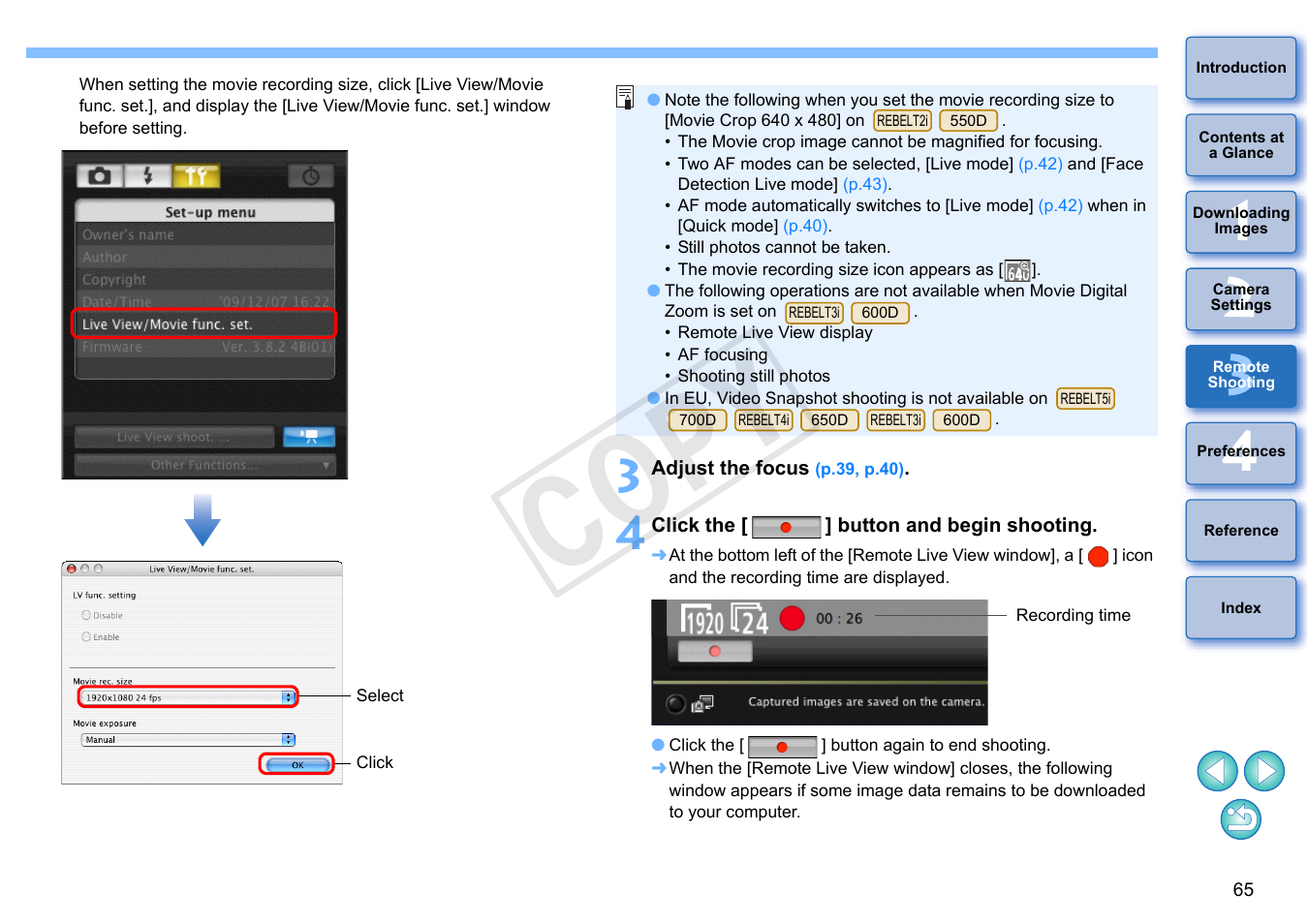 Cop y | Canon EOS Rebel T5i 18-55mm IS STM Lens Kit User Manual | Page 66 / 109