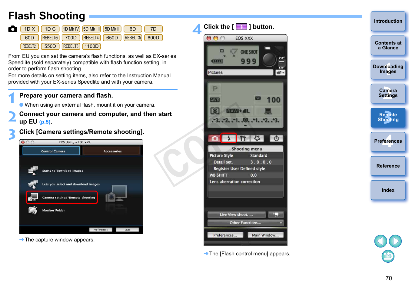 Flash shooting, P.70, Cop y | Canon EOS Rebel T5i 18-55mm IS STM Lens Kit User Manual | Page 71 / 109