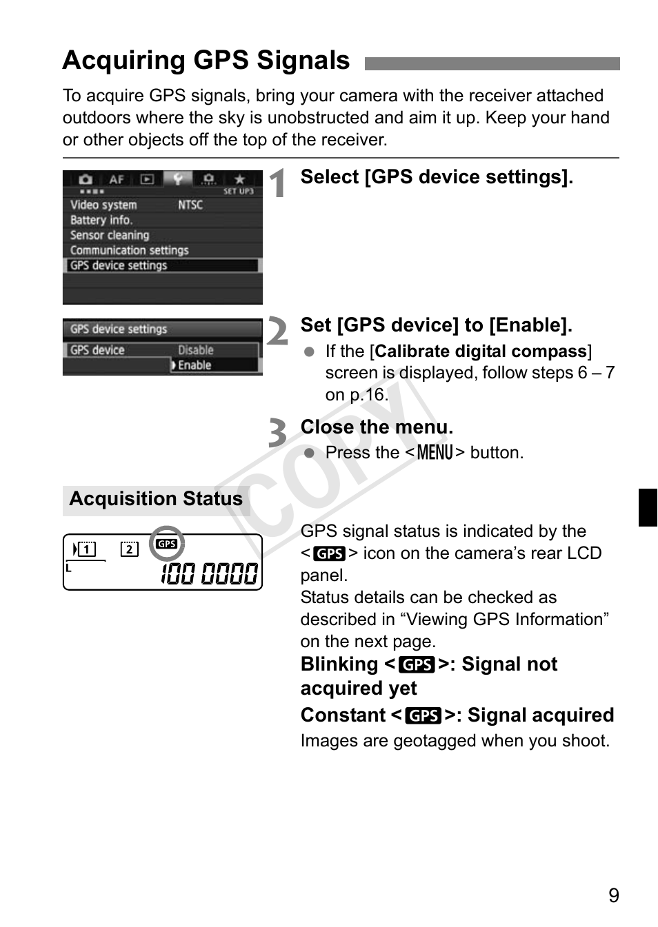 Cop y | Canon GPS Receiver GP-E1 User Manual | Page 35 / 228