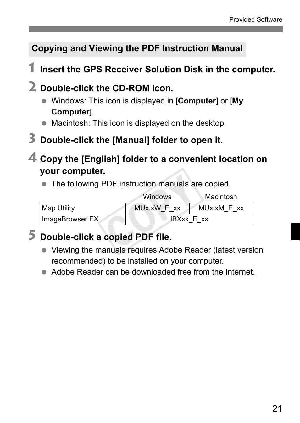 Cop y | Canon GPS Receiver GP-E1 User Manual | Page 47 / 228