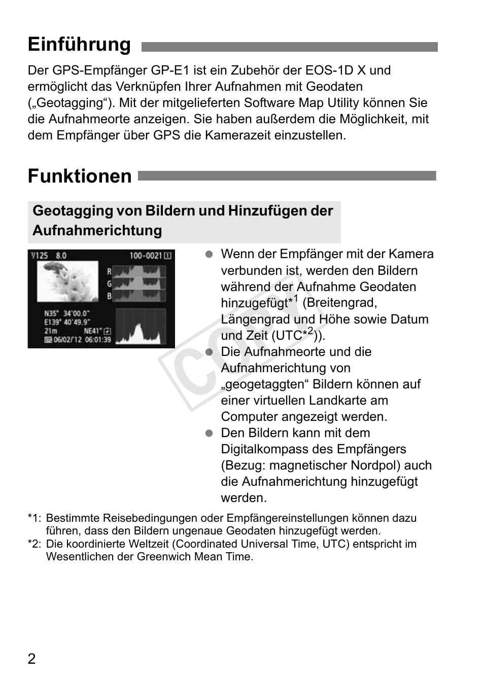 Cop y, Einführung funktionen | Canon GPS Receiver GP-E1 User Manual | Page 76 / 228