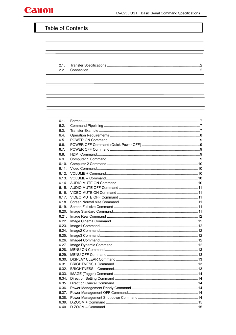 Canon LV-8235 UST User Manual | Page 2 / 26