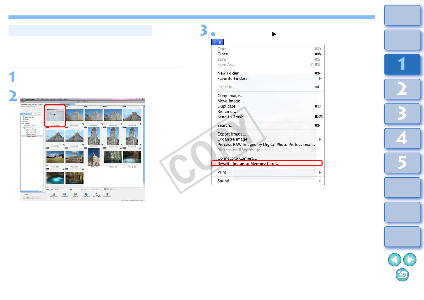 Rewriting images to a memory card, Cop y | Canon EOS Rebel T3i 18-55mm IS II Lens Kit User Manual | Page 15 / 89