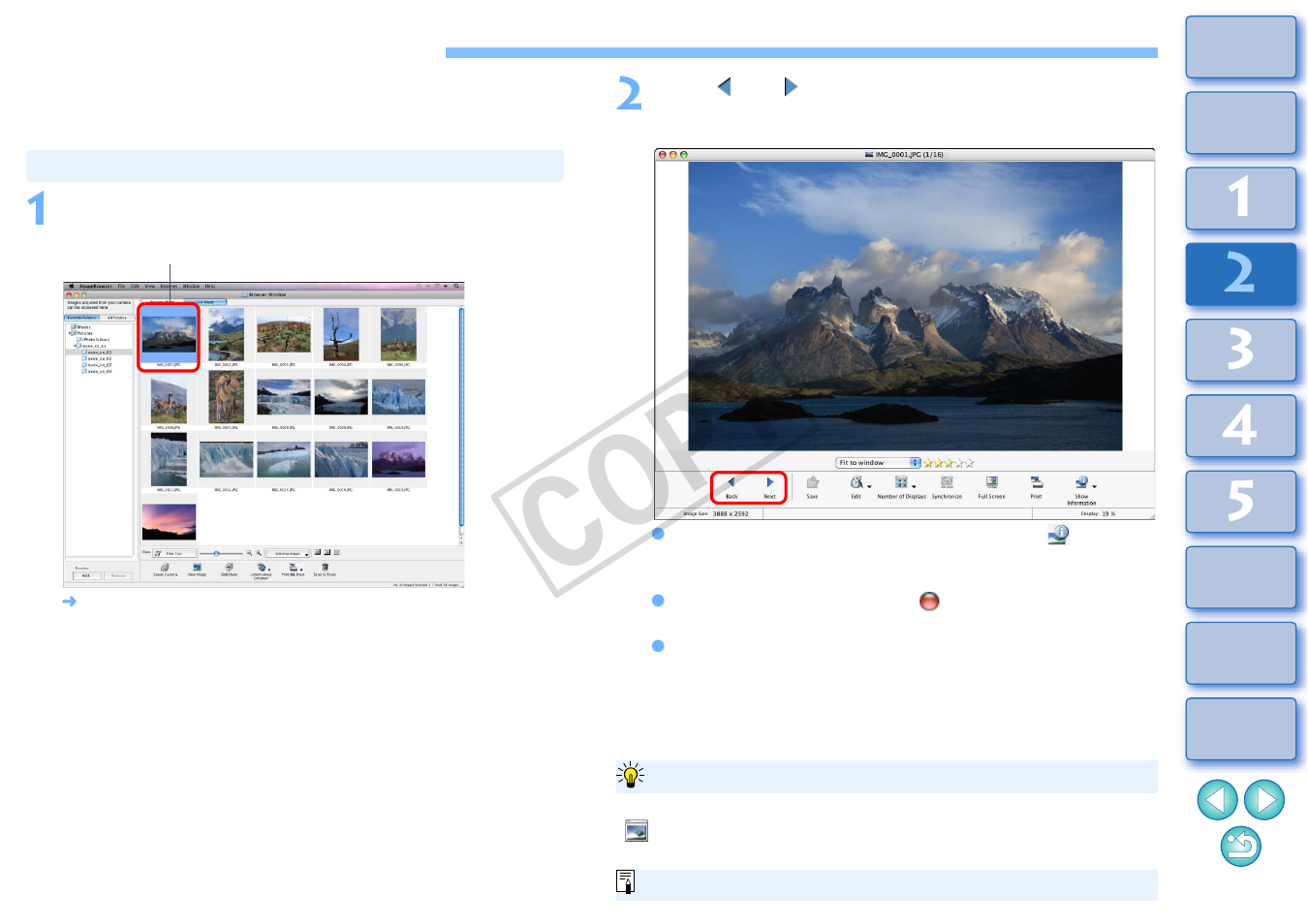 Checking/sorting images, Enlarging and checking images one at a time, Cop y | Canon EOS Rebel T3i 18-55mm IS II Lens Kit User Manual | Page 19 / 89