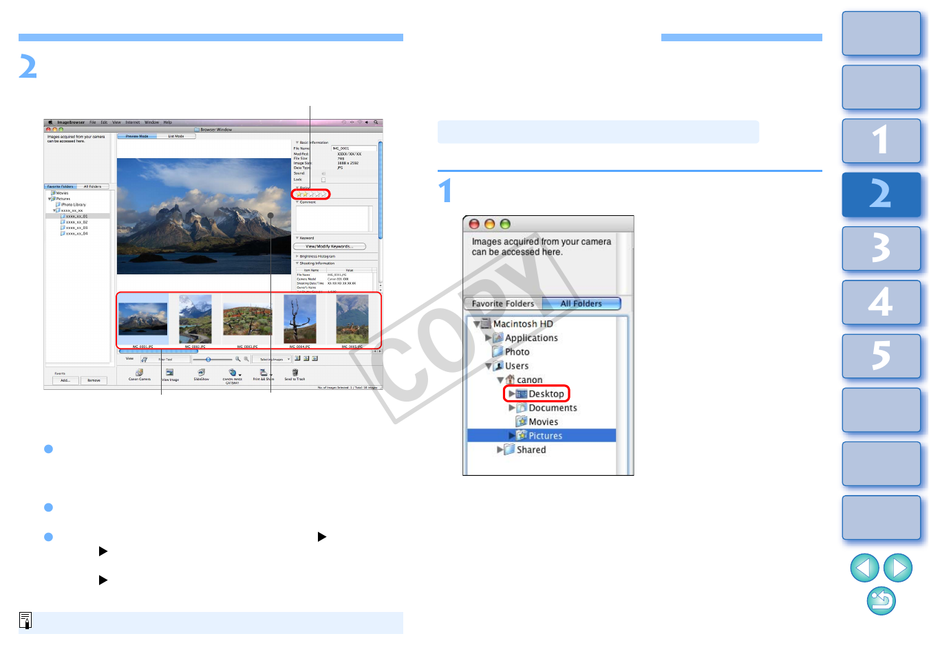 Organizing images, Creating a folder for saving images, Cop y | Canon EOS Rebel T3i 18-55mm IS II Lens Kit User Manual | Page 23 / 89