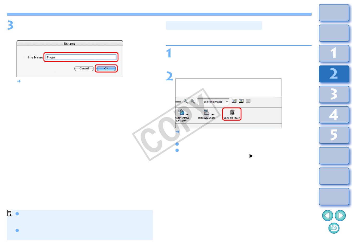 Deleting an image or folder, Cop y | Canon EOS Rebel T3i 18-55mm IS II Lens Kit User Manual | Page 26 / 89