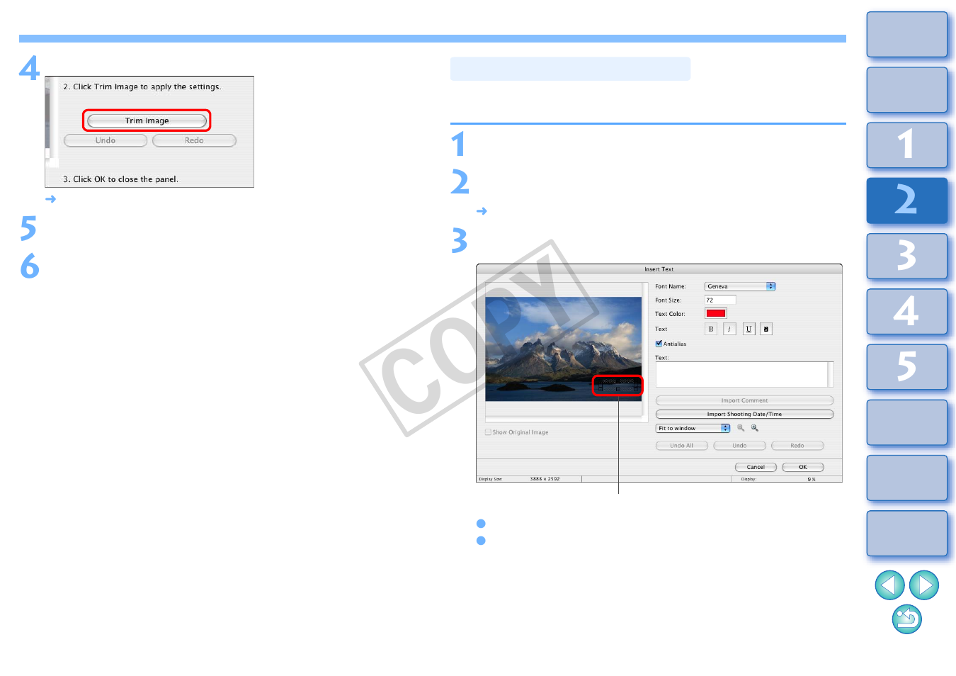 Inserting text into images, Cop y | Canon EOS Rebel T3i 18-55mm IS II Lens Kit User Manual | Page 31 / 89