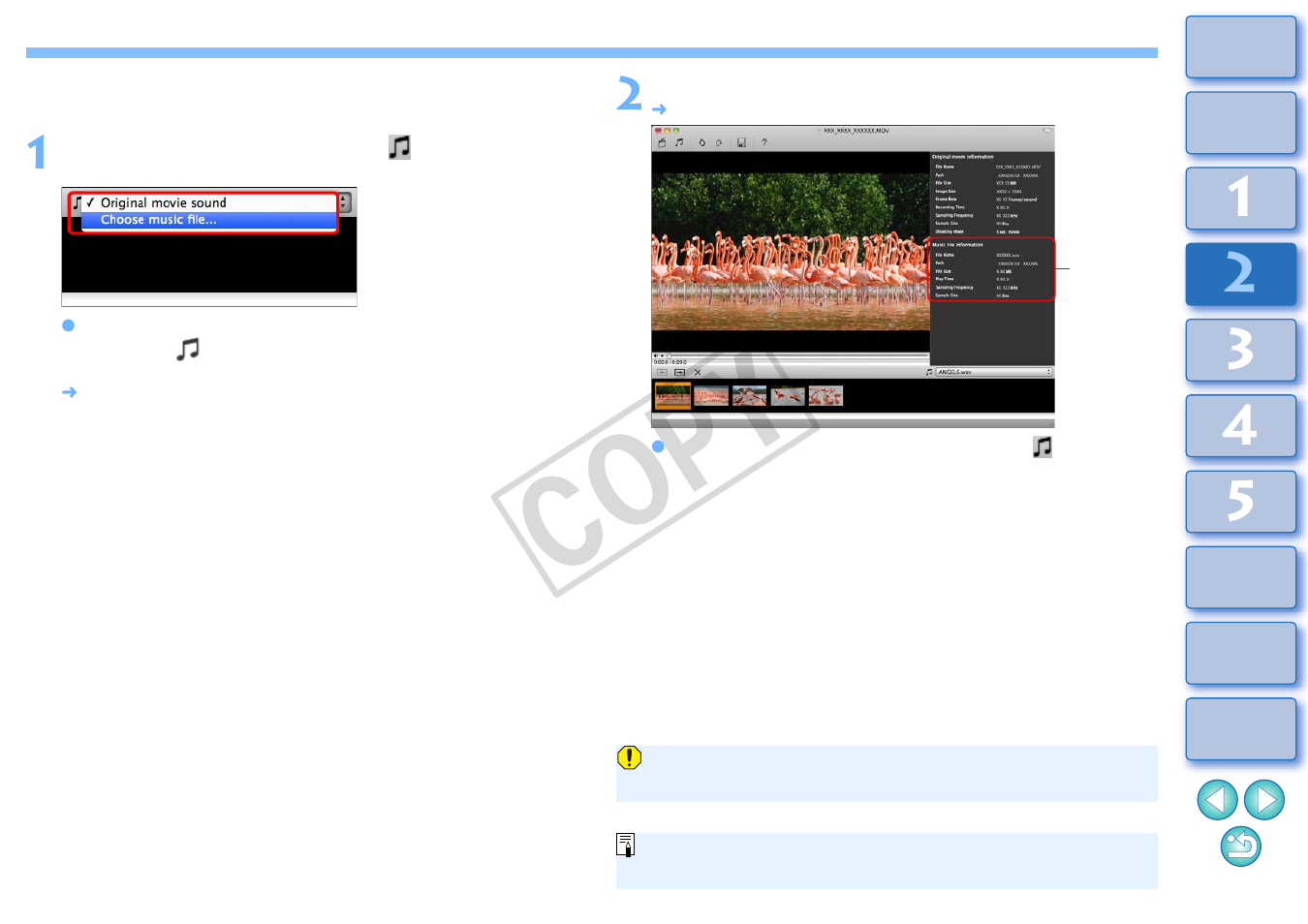 Adding background music to video snapshot, Albums, Cop y | Canon EOS Rebel T3i 18-55mm IS II Lens Kit User Manual | Page 42 / 89