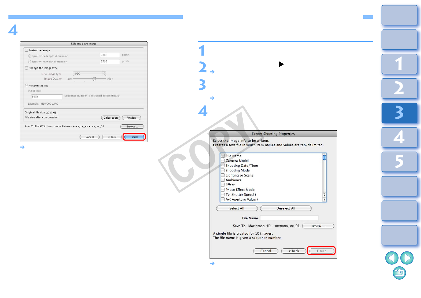 Exporting shooting information, Cop y | Canon EOS Rebel T3i 18-55mm IS II Lens Kit User Manual | Page 54 / 89