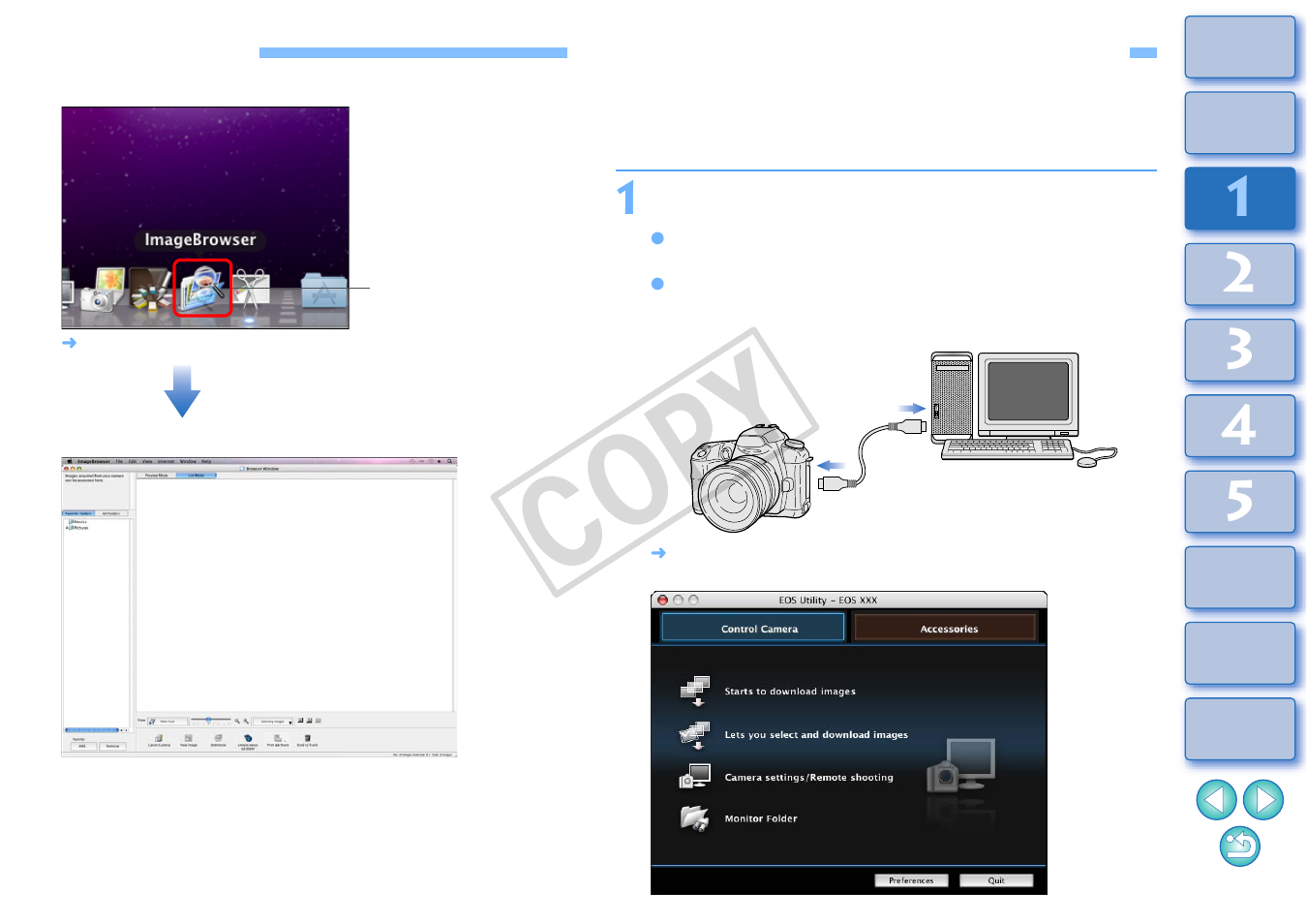 Starting up ib, Downloading an image to your computer, Cop y | Canon EOS Rebel T3i 18-55mm IS II Lens Kit User Manual | Page 8 / 89