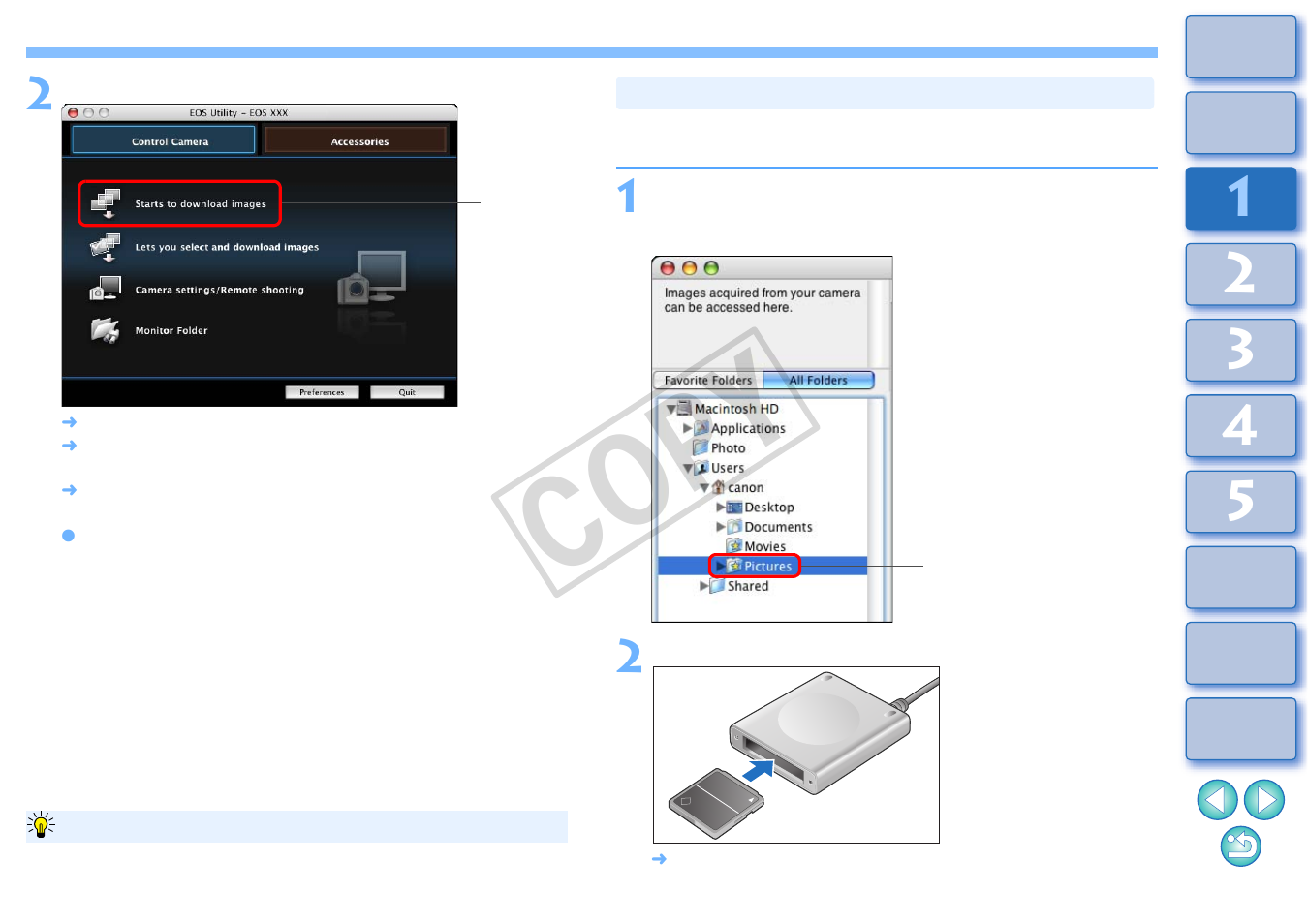 Downloading images using your card reader, Cop y | Canon EOS Rebel T3i 18-55mm IS II Lens Kit User Manual | Page 9 / 89